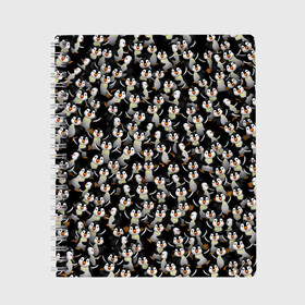 Тетрадь с принтом Дурацкие пингвины в Белгороде, 100% бумага | 48 листов, плотность листов — 60 г/м2, плотность картонной обложки — 250 г/м2. Листы скреплены сбоку удобной пружинной спиралью. Уголки страниц и обложки скругленные. Цвет линий — светло-серый
 | Тематика изображения на принте: антарктида | антарктика | пингвин | полюс | полярник | птенец | птицы | толпа