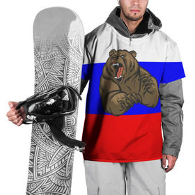 Накидка на куртку 3D с принтом Медведь в Белгороде, 100% полиэстер |  | медведь | триколор | я русский