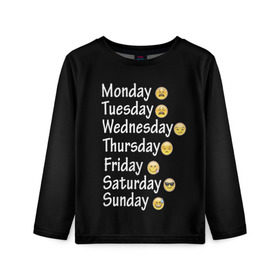 Детский лонгслив 3D с принтом футболка настроение дни недели в Белгороде, 100% полиэстер | длинные рукава, круглый вырез горловины, полуприлегающий силуэт
 | дни недели | настроение | позитив | смайлики