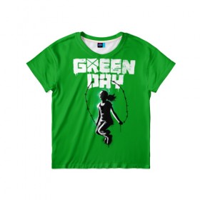 Детская футболка 3D с принтом Green Day в Белгороде, 100% гипоаллергенный полиэфир | прямой крой, круглый вырез горловины, длина до линии бедер, чуть спущенное плечо, ткань немного тянется | Тематика изображения на принте: american idiot | green day | грин дей | грин дэй