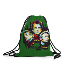 Рюкзак-мешок 3D с принтом Green Day в Белгороде, 100% полиэстер | плотность ткани — 200 г/м2, размер — 35 х 45 см; лямки — толстые шнурки, застежка на шнуровке, без карманов и подкладки | american idiot | green day | грин дей | грин дэй