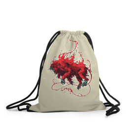 Рюкзак-мешок 3D с принтом Огненная обезьяна в Белгороде, 100% полиэстер | плотность ткани — 200 г/м2, размер — 35 х 45 см; лямки — толстые шнурки, застежка на шнуровке, без карманов и подкладки | ape | арт | обезьяна | шимпанзе
