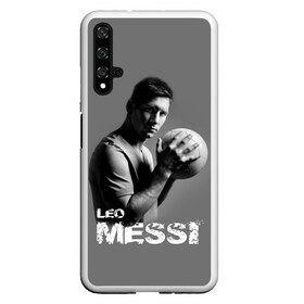 Чехол для Honor 20 с принтом Leo Messi в Белгороде, Силикон | Область печати: задняя сторона чехла, без боковых панелей | Тематика изображения на принте: barcelona | spanish | аргентина | барселона | испания | лео | месси | мяч | футбол | футболист