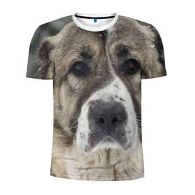 Мужская футболка 3D спортивная с принтом САО (алабай) в Белгороде, 100% полиэстер с улучшенными характеристиками | приталенный силуэт, круглая горловина, широкие плечи, сужается к линии бедра | большая огромная | грозная | добрая | друг человека | животное | красивая | милая | пес | породистая собака | породы | прикольная | сао алабай | щенок