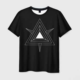 Мужская футболка 3D с принтом Темные треугольники в Белгороде, 100% полиэфир | прямой крой, круглый вырез горловины, длина до линии бедер | геометрия | треугольник | треугольники