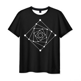 Мужская футболка 3D с принтом Темная рекурсия в Белгороде, 100% полиэфир | прямой крой, круглый вырез горловины, длина до линии бедер | абстракция | геометрия | квадраты | круги | рекурсия
