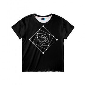 Детская футболка 3D с принтом Темная рекурсия в Белгороде, 100% гипоаллергенный полиэфир | прямой крой, круглый вырез горловины, длина до линии бедер, чуть спущенное плечо, ткань немного тянется | абстракция | геометрия | квадраты | круги | рекурсия
