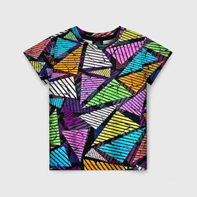 Детская футболка 3D с принтом Fashion triangle в Белгороде, 100% гипоаллергенный полиэфир | прямой крой, круглый вырез горловины, длина до линии бедер, чуть спущенное плечо, ткань немного тянется | 