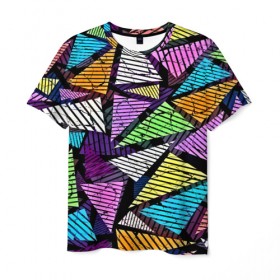 Мужская футболка 3D с принтом Fashion triangle в Белгороде, 100% полиэфир | прямой крой, круглый вырез горловины, длина до линии бедер | 