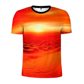 Мужская футболка 3D спортивная с принтом Пустыня в Белгороде, 100% полиэстер с улучшенными характеристиками | приталенный силуэт, круглая горловина, широкие плечи, сужается к линии бедра | красный | пейзаж | яркий