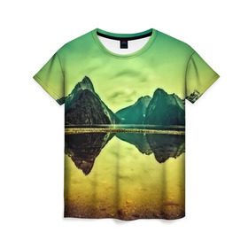 Женская футболка 3D с принтом Новая Зеландия в Белгороде, 100% полиэфир ( синтетическое хлопкоподобное полотно) | прямой крой, круглый вырез горловины, длина до линии бедер | humboldt | горы | деревья | долина | зелень | лес | небо | новая зеландия | облака | панорама | река | солнечно