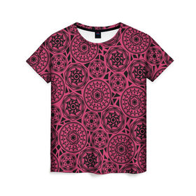 Женская футболка 3D с принтом Узор с кругами в Белгороде, 100% полиэфир ( синтетическое хлопкоподобное полотно) | прямой крой, круглый вырез горловины, длина до линии бедер | геометрия | графика | круги | паттерн | треугольники | фигуры