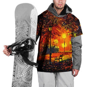 Накидка на куртку 3D с принтом Осенний парк в Белгороде, 100% полиэстер |  | 