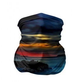 Бандана-труба 3D с принтом Скалистый берег в Белгороде, 100% полиэстер, ткань с особыми свойствами — Activecool | плотность 150‒180 г/м2; хорошо тянется, но сохраняет форму | Тематика изображения на принте: закат | море | небо | пейзаж | пестрый