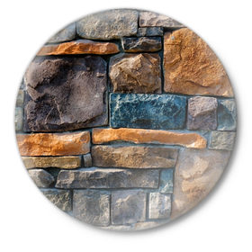 Значок с принтом Камни в Белгороде,  металл | круглая форма, металлическая застежка в виде булавки | Тематика изображения на принте: абстракция | камень | кирпич | кладка | мозаика | облицовка | текстура
