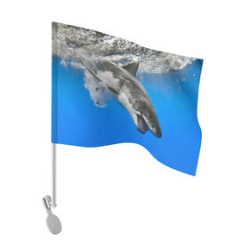 Флаг для автомобиля с принтом Акула в Белгороде, 100% полиэстер | Размер: 30*21 см | shark | море | синий | челюсти