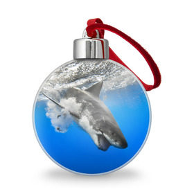 Ёлочный шар с принтом Акула в Белгороде, Пластик | Диаметр: 77 мм | shark | море | синий | челюсти