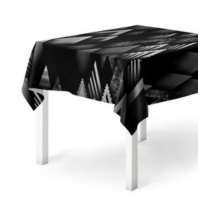 Скатерть 3D с принтом Ёлочки в Белгороде, 100% полиэстер (ткань не мнется и не растягивается) | Размер: 150*150 см | геометрия | серый | треугольник | черный