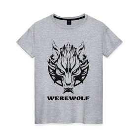 Женская футболка хлопок с принтом Werewolf (оборотень) в Белгороде, 100% хлопок | прямой крой, круглый вырез горловины, длина до линии бедер, слегка спущенное плечо | 