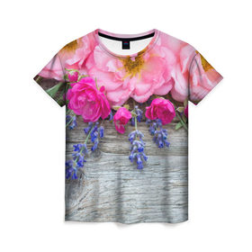 Женская футболка 3D с принтом Весенний аромат в Белгороде, 100% полиэфир ( синтетическое хлопкоподобное полотно) | прямой крой, круглый вырез горловины, длина до линии бедер | Тематика изображения на принте: желтый | красный | любовь | новинки | подарок | розы | сердце | текстура | тюльпаны | цветы