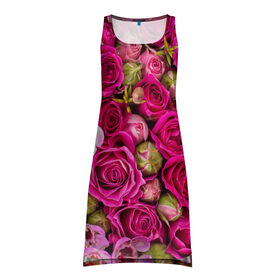 Платье-майка 3D с принтом Пылания страсти в Белгороде, 100% полиэстер | полуприлегающий силуэт, широкие бретели, круглый вырез горловины, удлиненный подол сзади. | желтый | красный | любовь | новинки | подарок | розы | сердце | текстура | тюльпаны | цветы
