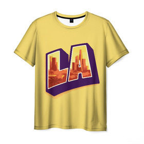 Мужская футболка 3D с принтом Лос-Анджелес в Белгороде, 100% полиэфир | прямой крой, круглый вырез горловины, длина до линии бедер | Тематика изображения на принте: california | los angeles | usa | америка | калифорния | лос анджелес | сша