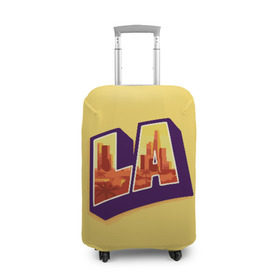 Чехол для чемодана 3D с принтом Лос-Анджелес в Белгороде, 86% полиэфир, 14% спандекс | двустороннее нанесение принта, прорези для ручек и колес | california | los angeles | usa | америка | калифорния | лос анджелес | сша