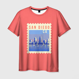 Мужская футболка 3D с принтом Сан Диего в Белгороде, 100% полиэфир | прямой крой, круглый вырез горловины, длина до линии бедер | Тематика изображения на принте: california | san diego | америка | калифорния | сан диего | сша