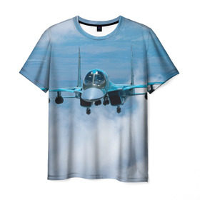 Мужская футболка 3D с принтом Су 34 в Белгороде, 100% полиэфир | прямой крой, круглый вырез горловины, длина до линии бедер | самолет