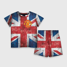 Детский костюм с шортами 3D с принтом Красные дьяволы в Белгороде,  |  | 3d | british | manchester united | mu | new | англия | великобритания | игра | красные дьяволы | лондон | манчестер | манчестер юнайтед | мю | новые | популярные | прикольные | флаг британии | футбол