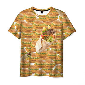 Мужская футболка 3D с принтом Best food ever в Белгороде, 100% полиэфир | прямой крой, круглый вырез горловины, длина до линии бедер | burger | fast food | бургер | донер | фастфуд | шава | шаурма