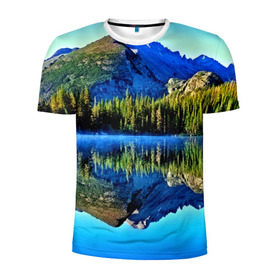 Мужская футболка 3D спортивная с принтом Switzerland в Белгороде, 100% полиэстер с улучшенными характеристиками | приталенный силуэт, круглая горловина, широкие плечи, сужается к линии бедра | kander valley | switzerland | вечер | вода | горы | деревья | зима | лес | огни | озеро | парк | подсветка | снег | швейцария