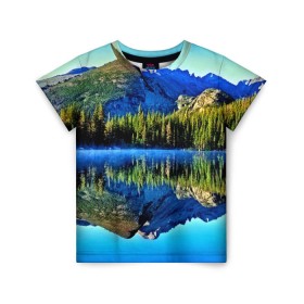 Детская футболка 3D с принтом Switzerland в Белгороде, 100% гипоаллергенный полиэфир | прямой крой, круглый вырез горловины, длина до линии бедер, чуть спущенное плечо, ткань немного тянется | kander valley | switzerland | вечер | вода | горы | деревья | зима | лес | огни | озеро | парк | подсветка | снег | швейцария