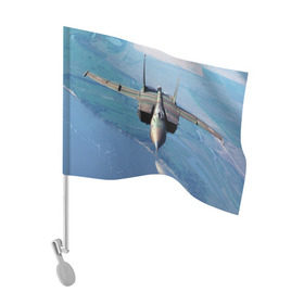 Флаг для автомобиля с принтом МиГ-31 в Белгороде, 100% полиэстер | Размер: 30*21 см | самолет