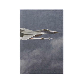 Обложка для паспорта матовая кожа с принтом Атака МиГ-29 в Белгороде, натуральная матовая кожа | размер 19,3 х 13,7 см; прозрачные пластиковые крепления | самолет