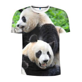 Мужская футболка 3D спортивная с принтом Панды в Белгороде, 100% полиэстер с улучшенными характеристиками | приталенный силуэт, круглая горловина, широкие плечи, сужается к линии бедра | бамбук | животное | медведь