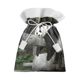 Подарочный 3D мешок с принтом Большая уставшая панда в Белгороде, 100% полиэстер | Размер: 29*39 см | Тематика изображения на принте: бамбук | животное | медведь