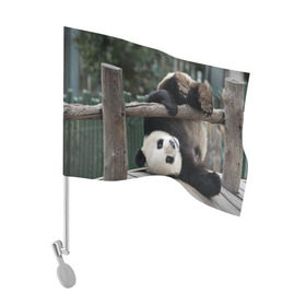 Флаг для автомобиля с принтом Паркур панда в Белгороде, 100% полиэстер | Размер: 30*21 см | бамбук | животное | медведь