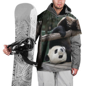 Накидка на куртку 3D с принтом Паркур панда в Белгороде, 100% полиэстер |  | бамбук | животное | медведь