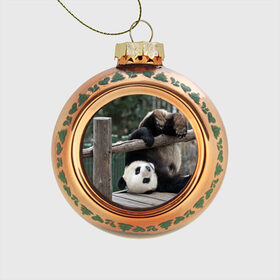 Стеклянный ёлочный шар с принтом Паркур панда в Белгороде, Стекло | Диаметр: 80 мм | Тематика изображения на принте: бамбук | животное | медведь