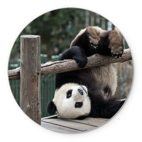 Коврик круглый с принтом Паркур панда в Белгороде, резина и полиэстер | круглая форма, изображение наносится на всю лицевую часть | бамбук | животное | медведь