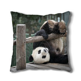 Подушка 3D с принтом Паркур панда в Белгороде, наволочка – 100% полиэстер, наполнитель – холлофайбер (легкий наполнитель, не вызывает аллергию). | состоит из подушки и наволочки. Наволочка на молнии, легко снимается для стирки | бамбук | животное | медведь