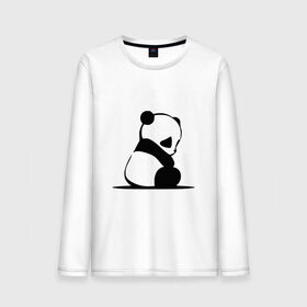 Мужской лонгслив хлопок с принтом Грустный панда в Белгороде, 100% хлопок |  | Тематика изображения на принте: бамбук | животное | медведь