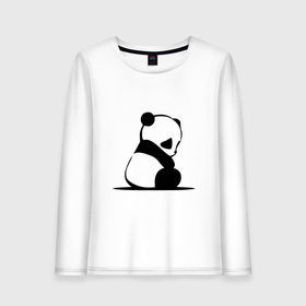 Женский лонгслив хлопок с принтом Грустный панда в Белгороде, 100% хлопок |  | Тематика изображения на принте: бамбук | животное | медведь