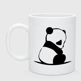 Кружка с принтом Грустный панда в Белгороде, керамика | объем — 330 мл, диаметр — 80 мм. Принт наносится на бока кружки, можно сделать два разных изображения | Тематика изображения на принте: бамбук | животное | медведь