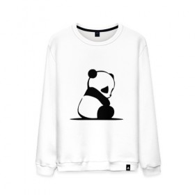 Мужской свитшот хлопок с принтом Грустный панда в Белгороде, 100% хлопок |  | Тематика изображения на принте: бамбук | животное | медведь