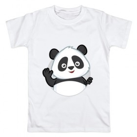 Мужская футболка хлопок с принтом Привет, я панда в Белгороде, 100% хлопок | прямой крой, круглый вырез горловины, длина до линии бедер, слегка спущенное плечо. | Тематика изображения на принте: бамбук | животное | медведь