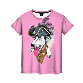Женская футболка 3D с принтом Пес-пират в Белгороде, 100% полиэфир ( синтетическое хлопкоподобное полотно) | прямой крой, круглый вырез горловины, длина до линии бедер | мода | пес | пират | рисунок | собака | хипстер
