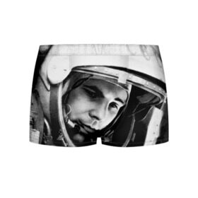 Мужские трусы 3D с принтом Юрий Гагарин в Белгороде, 50% хлопок, 50% полиэстер | классическая посадка, на поясе мягкая тканевая резинка | первый космонавт