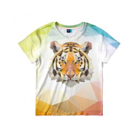 Детская футболка 3D с принтом Тигр в Белгороде, 100% гипоаллергенный полиэфир | прямой крой, круглый вырез горловины, длина до линии бедер, чуть спущенное плечо, ткань немного тянется | большая кошка | дикие животные | животные | тигр